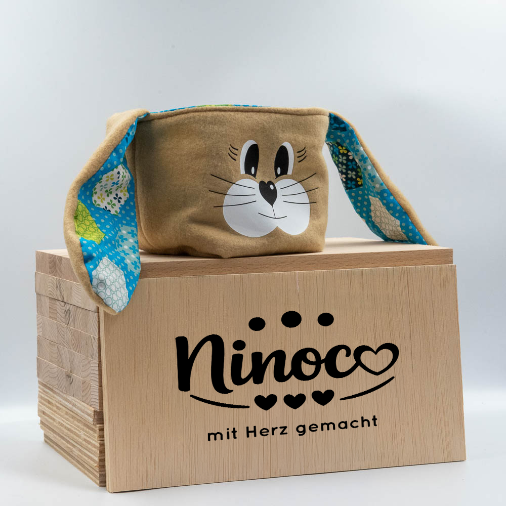 Osterkörbchen Braun (blau gemustert)