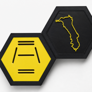 Modulares Medaillenhalter-Set Hexagon - Grundmodul + personalisierte GPX-Strecke (Relief)