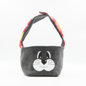 Osterkörbchen Grau (rot gemustert)